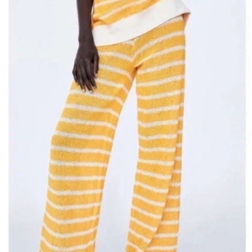 ZARA NWT striped loose knit wide leg pants - size small